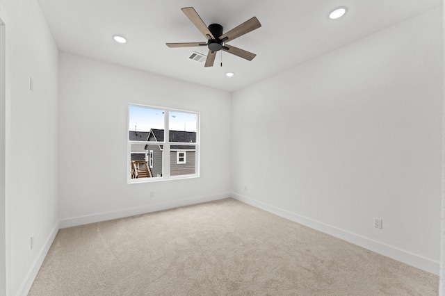 514 Melbourne St Unit B, Houston, TX 77022 - spare room with carpet floors, baseboards, recessed lighting, and a ceiling fan