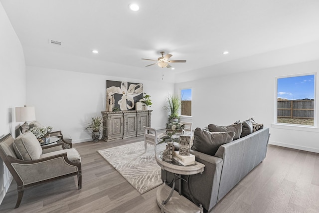5302 Allen Cay, Texas City, TX 77590 - living area with a ceiling fan, baseboards, wood finished floors, and recessed lighting