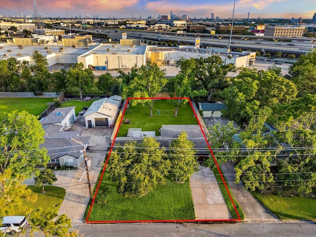 4509 Randwick Dr, Houston, TX 77092 - aerial view at dusk of property boundaries highlighted