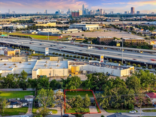 4509 Randwick Dr, Houston, TX 77092 - aerial view of property's location featuring property parcel outlined and city skyline