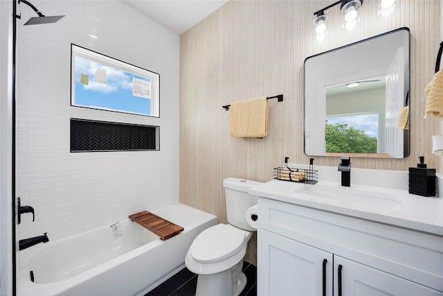 2114 Des Chaumes St, Houston, TX 77026 - bathroom featuring vanity, toilet, and shower / bath combination