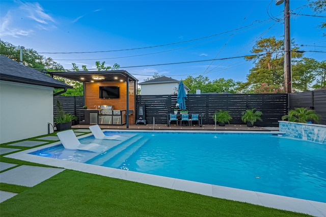 4434 Sarong Dr, Houston, TX 77096 - view of pool featuring a fenced backyard and area for grilling