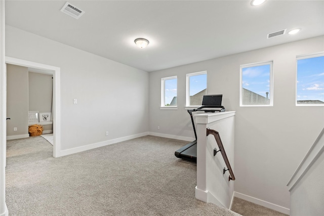 7851 Longhorn Trl, Fulshear, TX 77406 - workout room featuring carpet flooring, baseboards, and recessed lighting