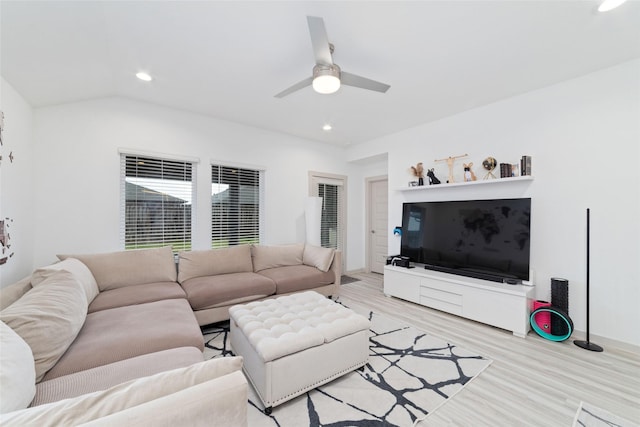 7011 Fleetwood Crescent Way, Richmond, TX 77407 - living area featuring light wood-type flooring, recessed lighting, and ceiling fan