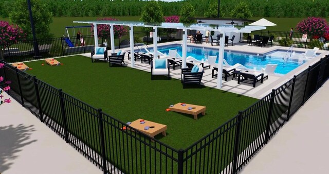 1705 Bologna Ln, Houston, TX 77055 - community pool featuring a forest view