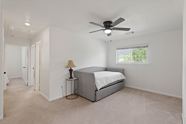 6426 Savannah Pines Dr, Katy, TX 77449 - carpeted bedroom with attic access, baseboards, and a ceiling fan