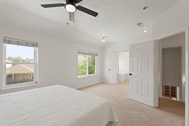 6426 Savannah Pines Dr, Katy, TX 77449 - bedroom with light carpet, baseboards, recessed lighting, and ceiling fan