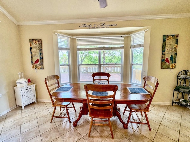18 Joe Werner Ln, Huntsville, TX 77320 - dining space with crown molding, light tile patterned floors, and baseboards