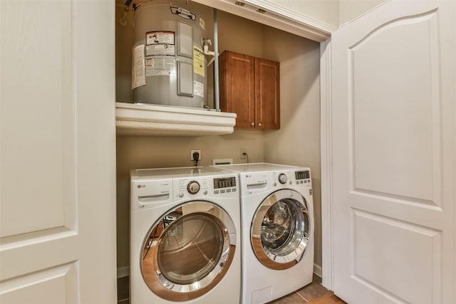 1711 Old Spanish Trl Unit 406, Houston, TX 77054 - laundry area with water heater, cabinet space, and washer and dryer
