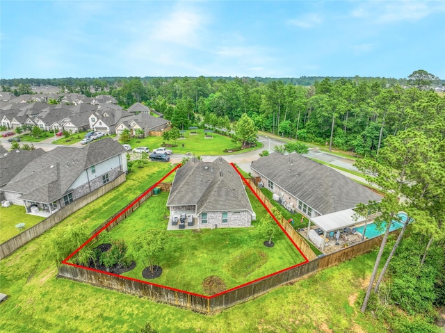1586 Ancient Oak Ln, Conroe, TX 77301 - aerial perspective of suburban area with property parcel outlined
