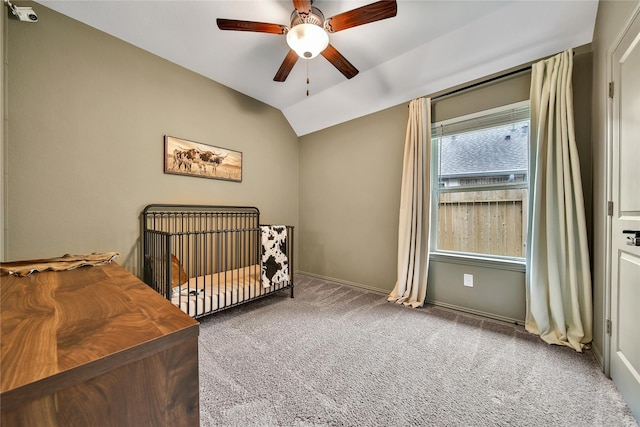 1586 Ancient Oak Ln, Conroe, TX 77301 - carpeted bedroom with lofted ceiling and a ceiling fan