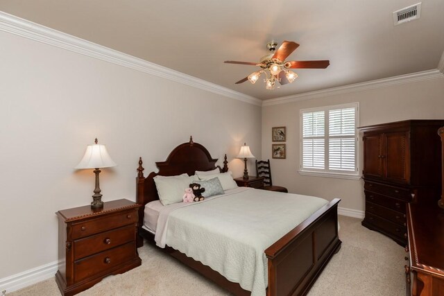 5950 Keith Rd, Lumberton, TX 77657 - bedroom with crown molding, baseboards, light carpet, and ceiling fan