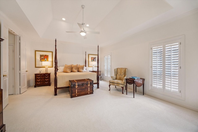 2214 Potomac Dr Unit 2, Houston, TX 77057 - carpeted bedroom featuring vaulted ceiling, recessed lighting, ceiling fan, and baseboards