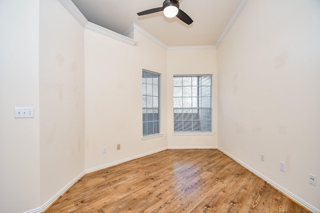 2100 Welch St Unit C305, Houston, TX 77019 - spare room with crown molding, light wood-type flooring, ceiling fan, and baseboards