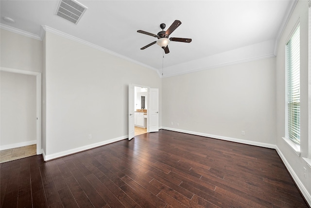 27910 Wedgeoak Ct, Katy, TX 77494 - unfurnished room featuring a ceiling fan, wood finished floors, baseboards, and ornamental molding