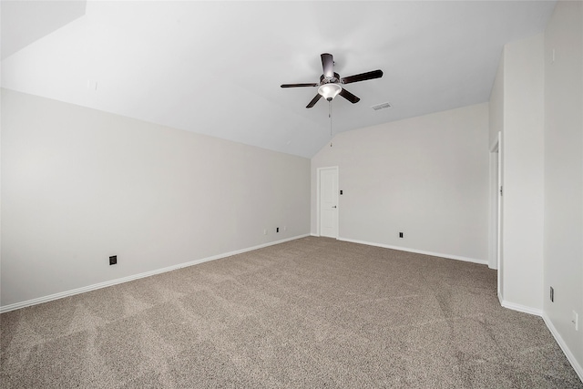 27910 Wedgeoak Ct, Katy, TX 77494 - carpeted spare room featuring lofted ceiling, ceiling fan, and baseboards