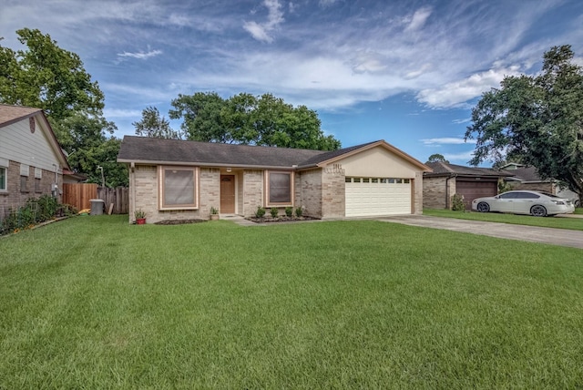 1041 Crossing Rd, Angleton, TX 77515 - ranch-style home with driveway, an attached garage, and brick siding