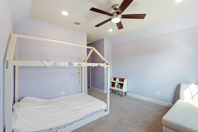 5807 Yango Terrace Ln, Sugar Land, TX 77479 - carpeted bedroom with baseboards, recessed lighting, and a ceiling fan