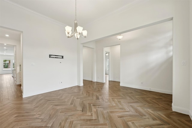 25306 Hollowgate Park Ln, Tomball, TX 77375 - spare room featuring a chandelier, baseboards, and recessed lighting