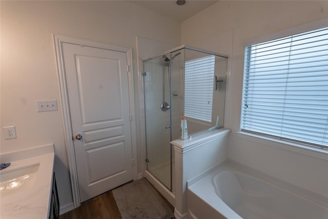 3017 Cambridge Meadows Ln, Dickinson, TX 77539 - full bath with a stall shower, a garden tub, and vanity