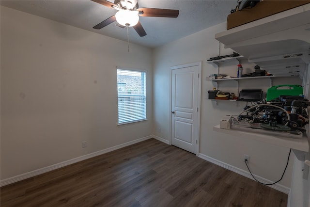 3017 Cambridge Meadows Ln, Dickinson, TX 77539 - empty room featuring wood finished floors, baseboards, and ceiling fan
