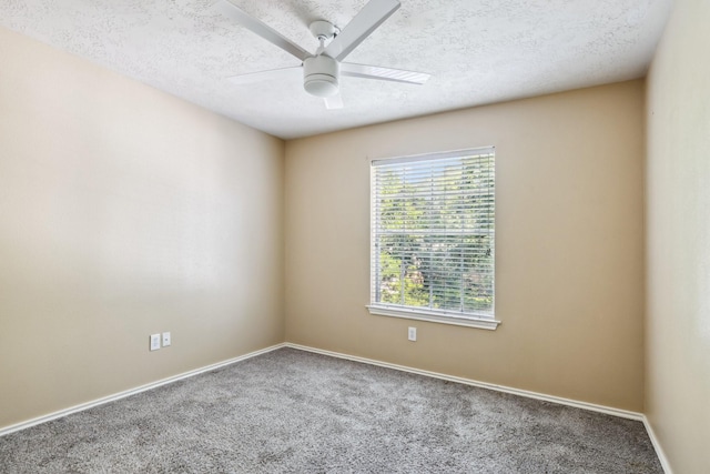 19 Almond Branch Pl, The Woodlands, TX 77382 - carpeted empty room featuring a ceiling fan, a textured ceiling, and baseboards