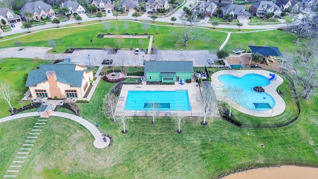 5106 Green Leaf Ln, Fulshear, TX 77441 - aerial overview of property's location with a pool and nearby suburban area