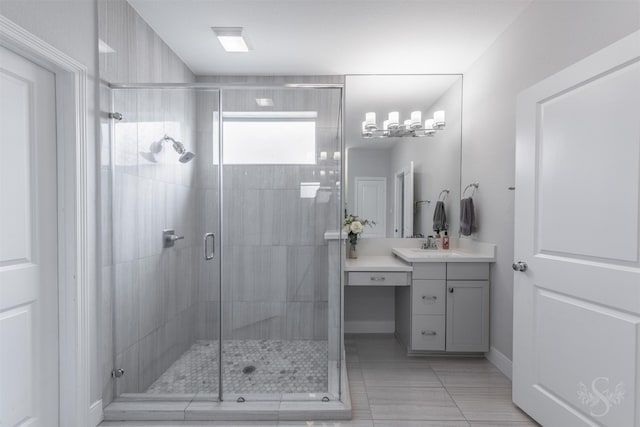 5106 Green Leaf Ln, Fulshear, TX 77441 - full bath with vanity, a stall shower, and tile patterned flooring