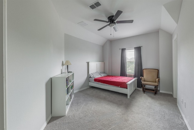 5106 Green Leaf Ln, Fulshear, TX 77441 - bedroom with lofted ceiling, carpet, baseboards, and a ceiling fan