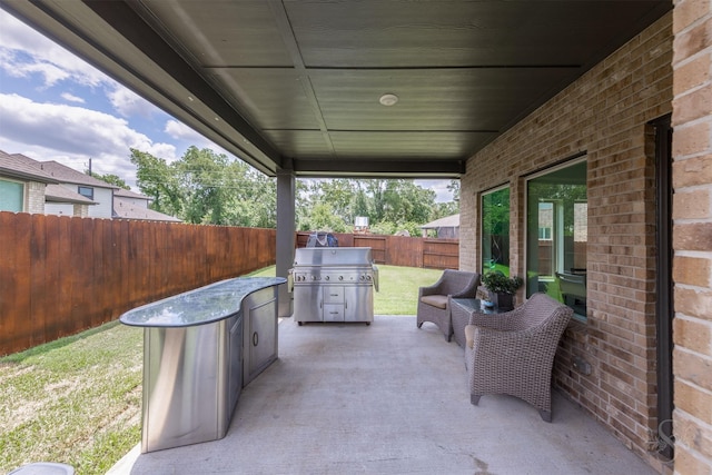 5106 Green Leaf Ln, Fulshear, TX 77441 - fenced backyard with a patio area and grilling area