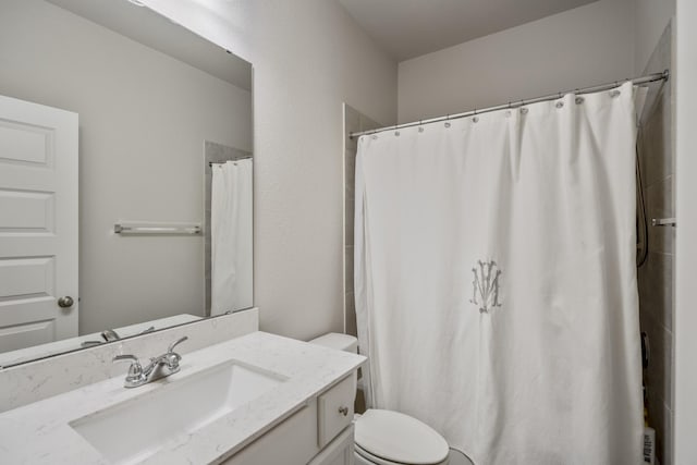229 N Bearkat Ct, Montgomery, TX 77316 - bathroom with toilet, vanity, and curtained shower