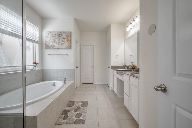 11202 Bluewater Lagoon Cir, Cypress, TX 77433 - full bath with double vanity, a bath, and tile patterned flooring