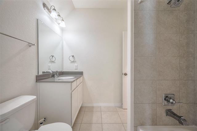 11202 Bluewater Lagoon Cir, Cypress, TX 77433 - bathroom featuring tile patterned floors, toilet, vanity, and shower / bath combination