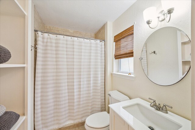 507 Williamsport St, League City, TX 77573 - full bathroom featuring vanity, toilet, and a shower with shower curtain