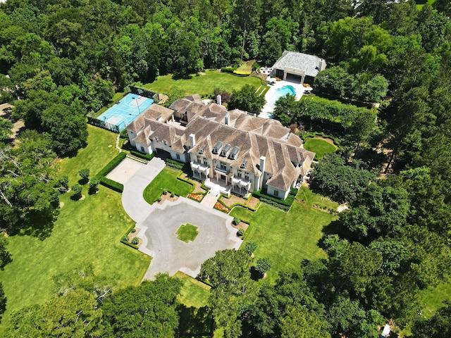 36 Saddlebrook Ct, Tomball, TX 77375 - aerial overview of property's location featuring a pool area