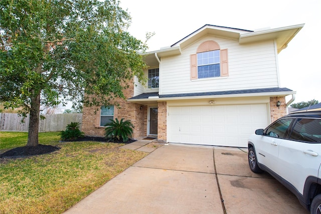 7707 Kempsey Ln, Houston, TX 77040 - traditional-style house with brick siding, an attached garage, and driveway