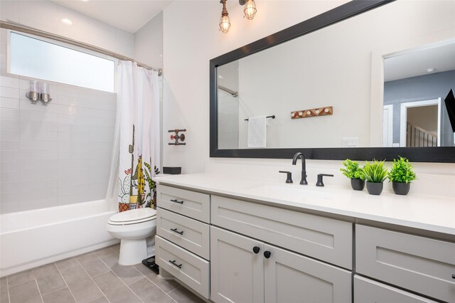 1747 Ojeman Spring Ln, Houston, TX 77055 - bathroom featuring vanity, shower / tub combo, and tile patterned floors