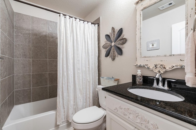 1724 Wandering Hills Rd, Conroe, TX 77304 - bathroom featuring toilet, vanity, and shower / bathtub combination with curtain