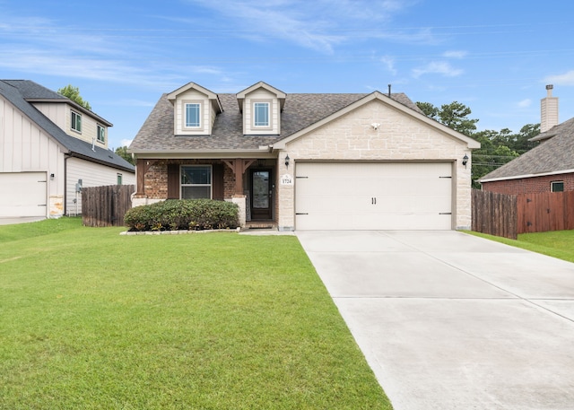 1724 Wandering Hills Rd, Conroe, TX 77304 - view of front of property with roof with shingles, a garage, concrete driveway, and brick siding