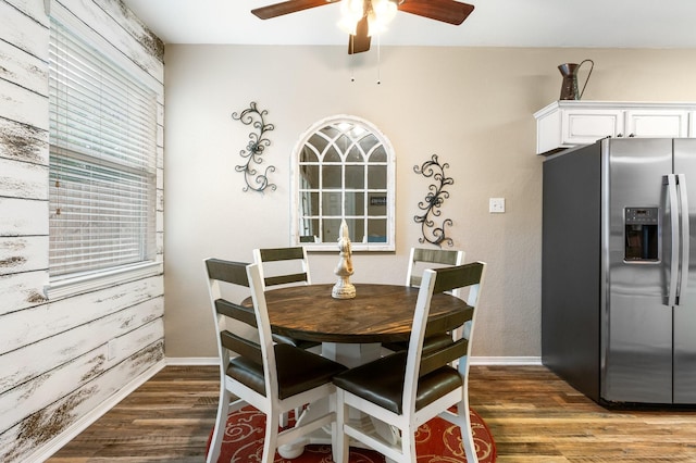 259 Adobe Ter S, Conroe, TX 77316 - dining room with ceiling fan, wood finished floors, and baseboards