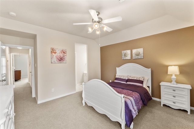 4610 Countrymeadows Dr, Spring, TX 77388 - bedroom featuring light colored carpet, baseboards, ensuite bath, and a ceiling fan