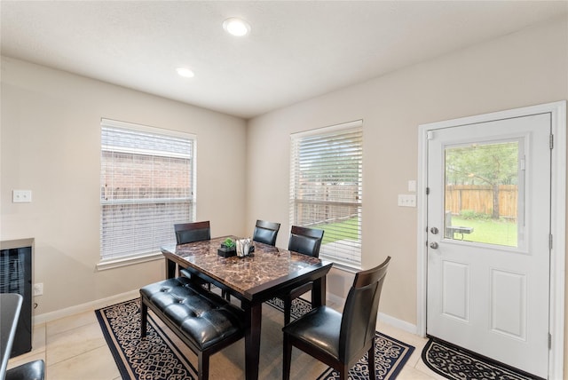 4610 Countrymeadows Dr, Spring, TX 77388 - dining room with baseboards, light tile patterned floors, and recessed lighting