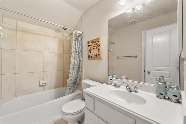 4610 Countrymeadows Dr, Spring, TX 77388 - bathroom featuring toilet, vanity, and shower / bath combo with shower curtain