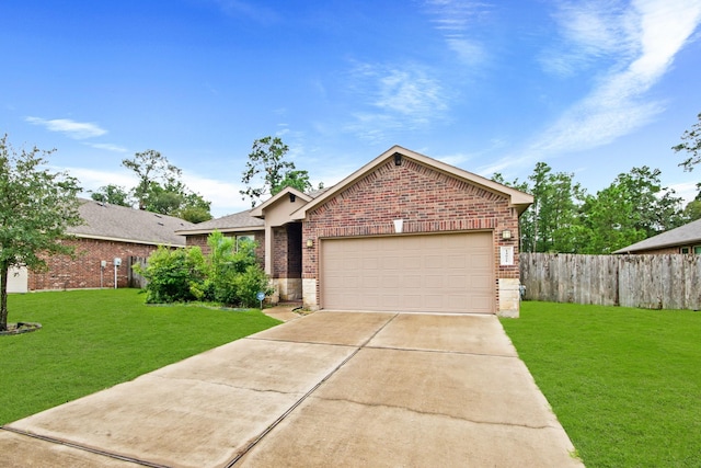 14021 Buffalo Gap Trl, Conroe, TX 77384 - view of front of house with brick siding, a garage, and driveway
