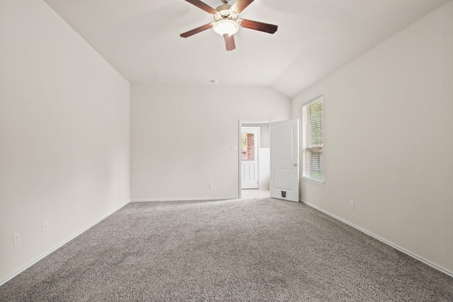 14021 Buffalo Gap Trl, Conroe, TX 77384 - carpeted spare room with a ceiling fan, baseboards, and lofted ceiling