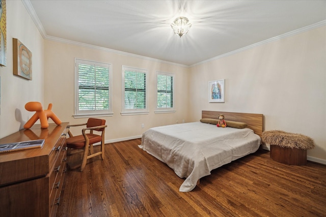 2628 Glen Haven Blvd, Houston, TX 77025 - bedroom featuring dark wood-style flooring and crown molding