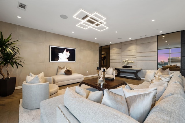 4521 San Felipe St Unit 1201, Houston, TX 77027 - living room with recessed lighting, wood finished floors, and baseboards