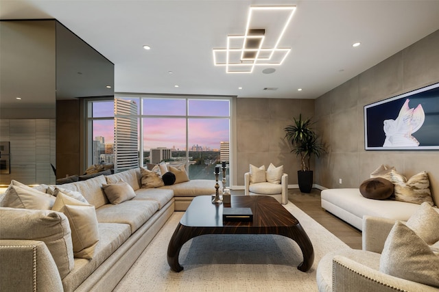 4521 San Felipe St Unit 1201, Houston, TX 77027 - living area featuring recessed lighting and wood finished floors
