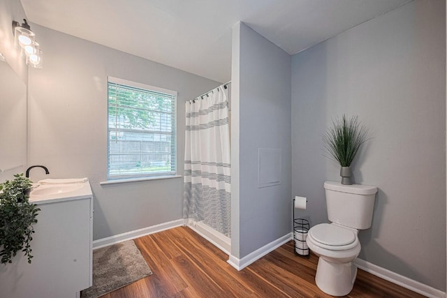 2218 Silverbonnet St, Houston, TX 77055 - full bathroom with wood finished floors, vanity, and curtained shower