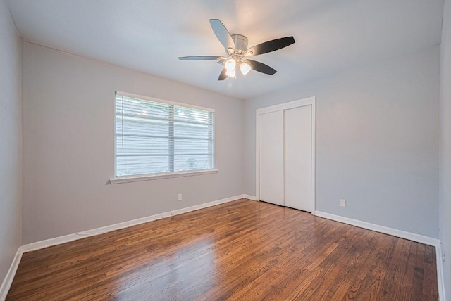 2218 Silverbonnet St, Houston, TX 77055 - unfurnished bedroom with wood finished floors, a closet, and ceiling fan